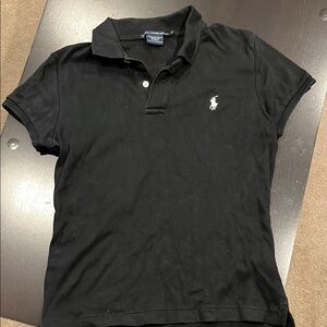 Ralph Lauren Black Polo with White Pony Embroidery